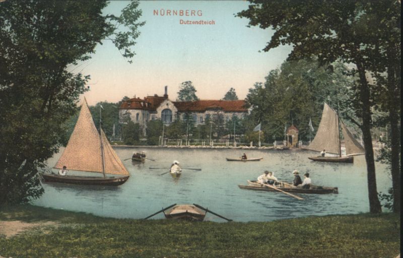 Nürnberg Dutzendteich with Boats and Buildings Germany