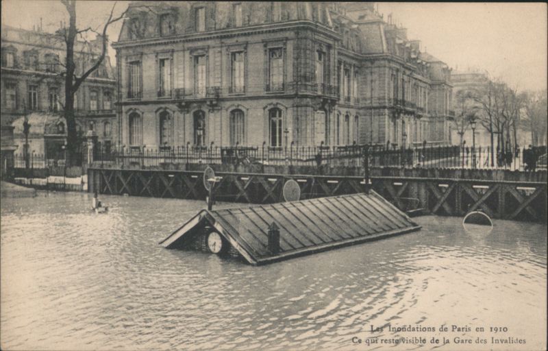 Paris Floods 1910, Invalides Station Submerged France