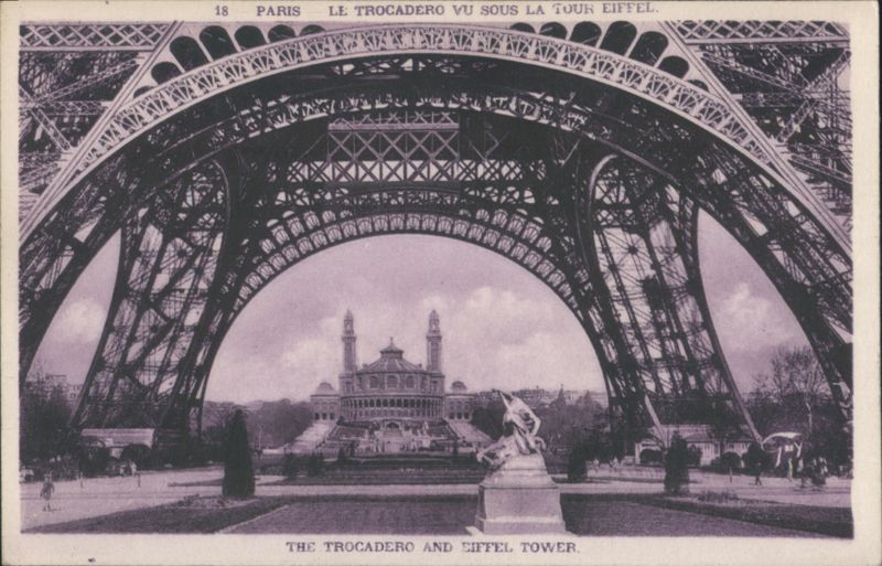 Eiffel Tower Arches View of Trocadéro, Paris France