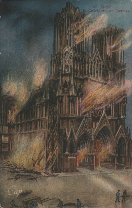 Reims Cathedral on Fire - La Cathédrale en flammes France