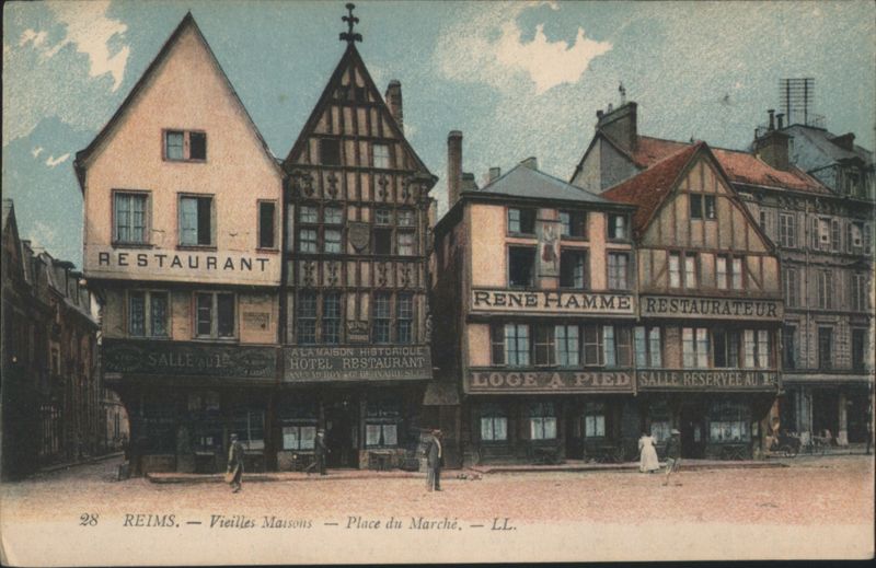 Vieilles Maisons, Place du Marché with Shops Reims France