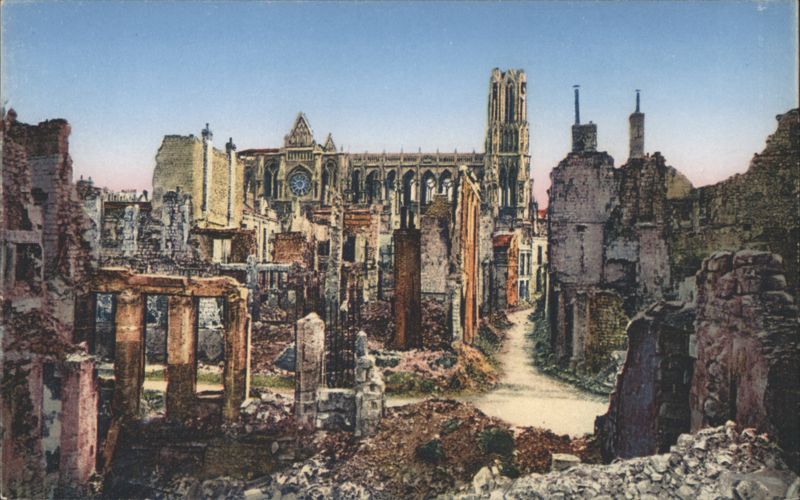 Reims Cathedral among the Ruins France
