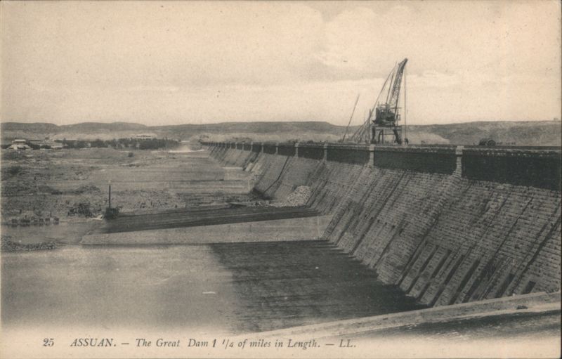 Assuan Great Dam, 1 1/4 Miles Long Egypt Africa
