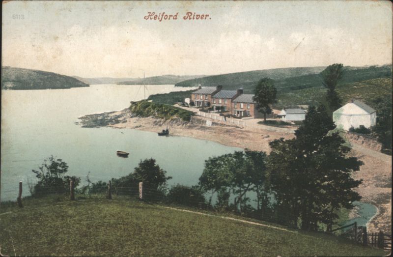 Helford River, Houses on Bank, Boats United Kingdom