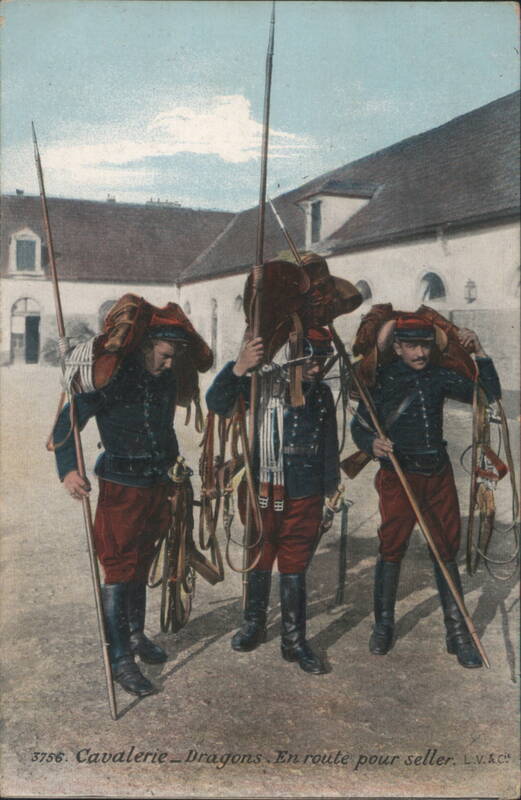 French Cavalry Dragoons En Route to Saddle Military