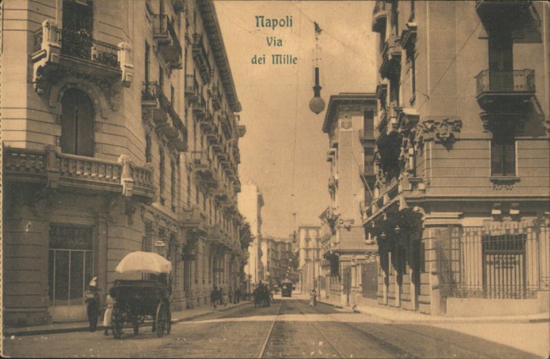Napoli, Via dei Mille Street Scene with Horse Carriage Italy