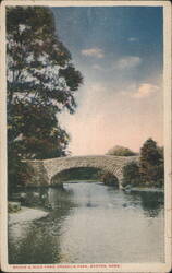 Bridge & Duck Pond, Franklin Park, Boston Postcard