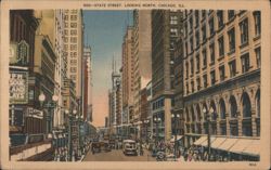 State Street Looking North, Main Shopping Section, Chicago Postcard