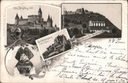 Hoh-Königsburg Castle, Hotel & Alsatian Woman Postcard