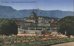 Genève - Quai du Mont-Blanc et Tours de St-Pierre Postcard