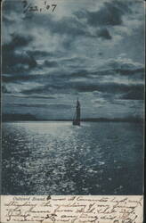 Outward Bound: Sailboat on Water, Cloudy Sky Postcard