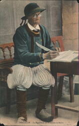 Brittany Mayor Signing Document with Quill Postcard