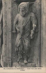 Chartres Cathedral North Portal, L'Hiver (Winter) Carving Postcard