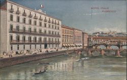 Hotel Italie, Arno River & Bridges, Florence Postcard