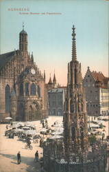 Nuremberg Schöner Brunnen and Frauenkirche Postcard