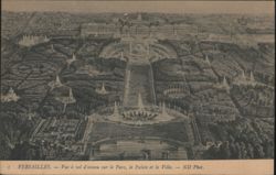 Bird's-Eye View of Versailles Palace, Park & City Postcard