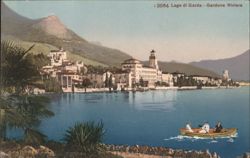 Lago di Garda, Gardone Riviera, Lake View with Boat Postcard