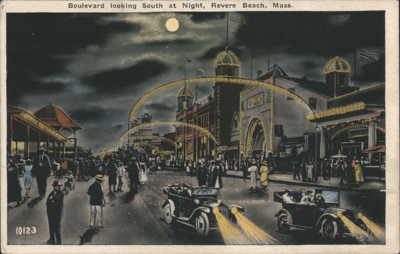 Boulevard looking South at Night, Revere Beach Massachusetts