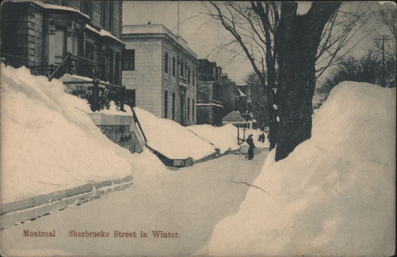 Sherbrooke Street in Winter, Montreal QC Canada Quebec