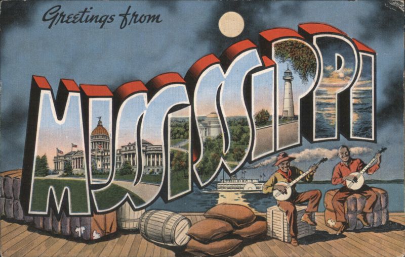 Greetings from Mississippi, State Capitol, Lighthouse, Vicksburg