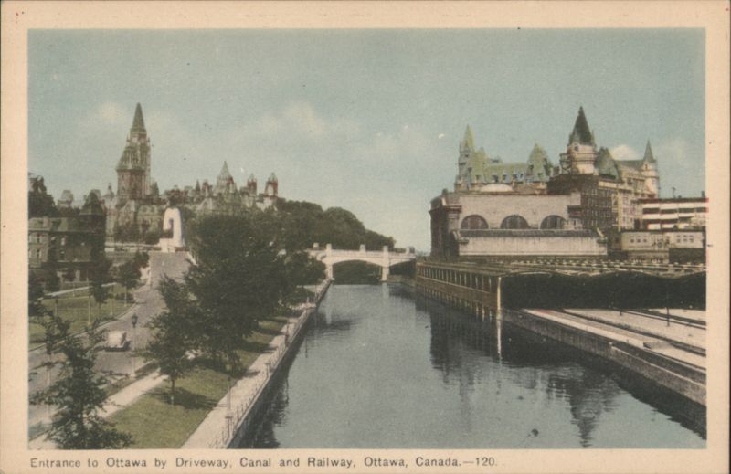 Entrance to Ottawa by Driveway, Canal and Railway ON Canada