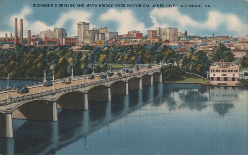 Richmond's Skyline & Mayo Bridge over James River Virginia
