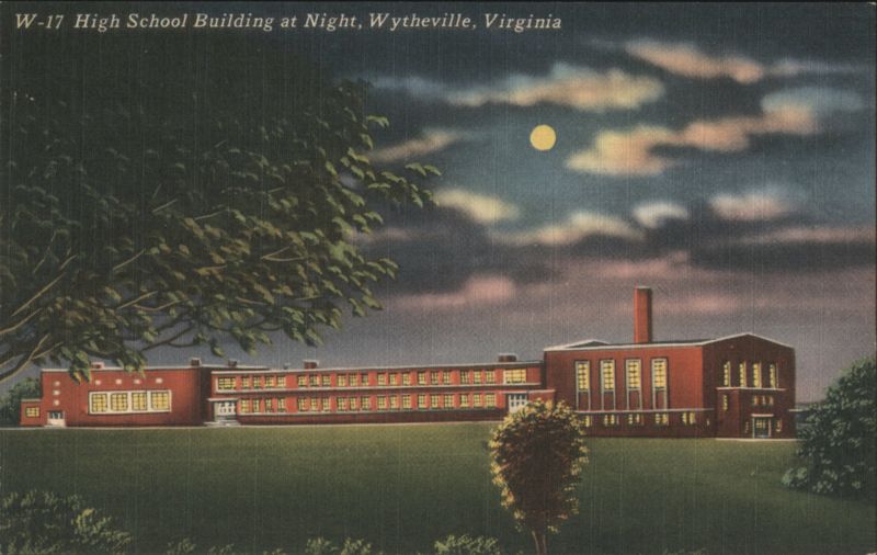 High School Building at Night Wytheville Virginia