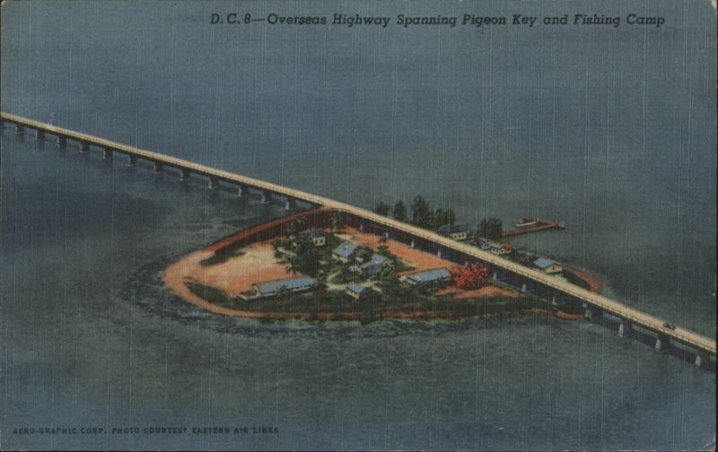Overseas Highway Spanning Pigeon Key and Fishing Camp Florida