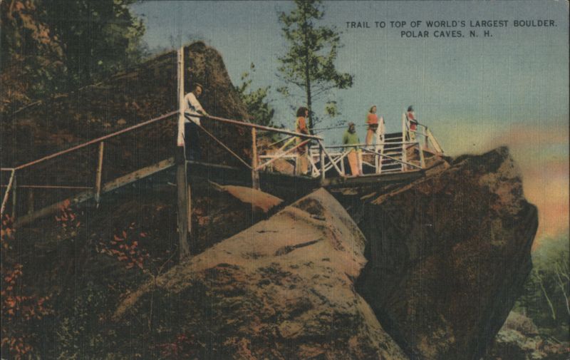 Trail to Top of World's Largest Boulder, Polar Caves New Hampshire