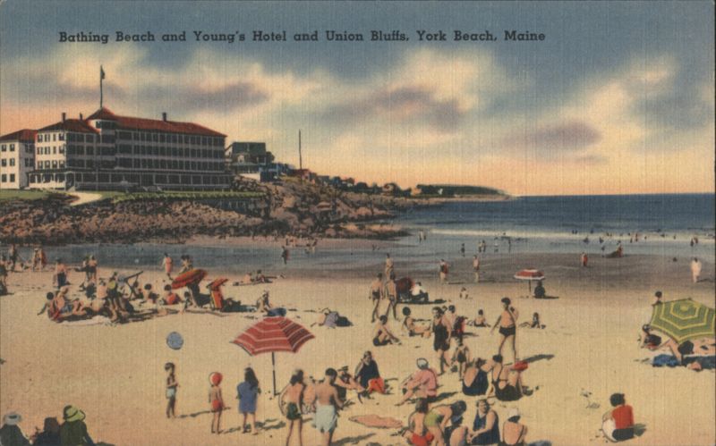 Bathing Beach, Young's Hotel & Union Bluffs, York Beach Maine