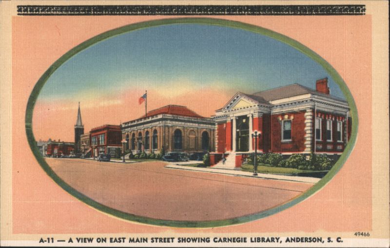 East Main Street & Carnegie Library Anderson South Carolina