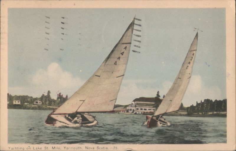 Yachting on Lake St. Milo, Yarmouth, Nova Scotia NS Canada