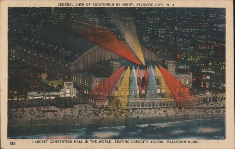 General View of Auditorium by Night, Atlantic City, NJ New Jersey