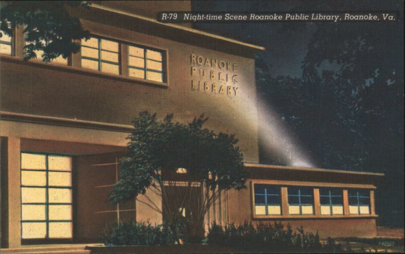 Roanoke Public Library Night Scene Virginia