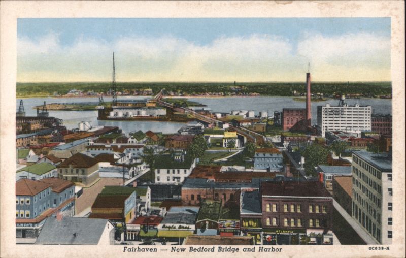 Fairhaven - New Bedford Bridge and Harbor Massachusetts