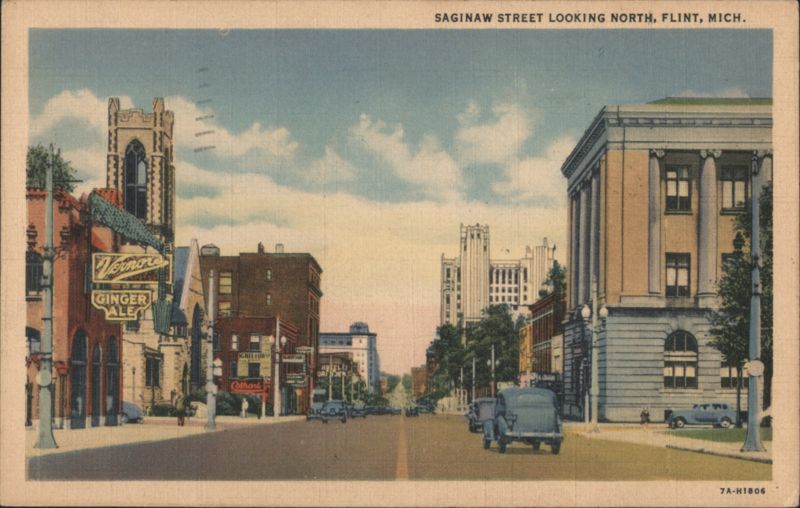 Saginaw Street Looking North Flint Michigan Ball & Wanek