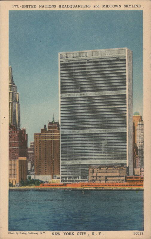 United Nations Headquarters and Midtown Skyline New York City