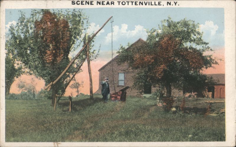 Scene Near Tottenville, NY with Well and House New York