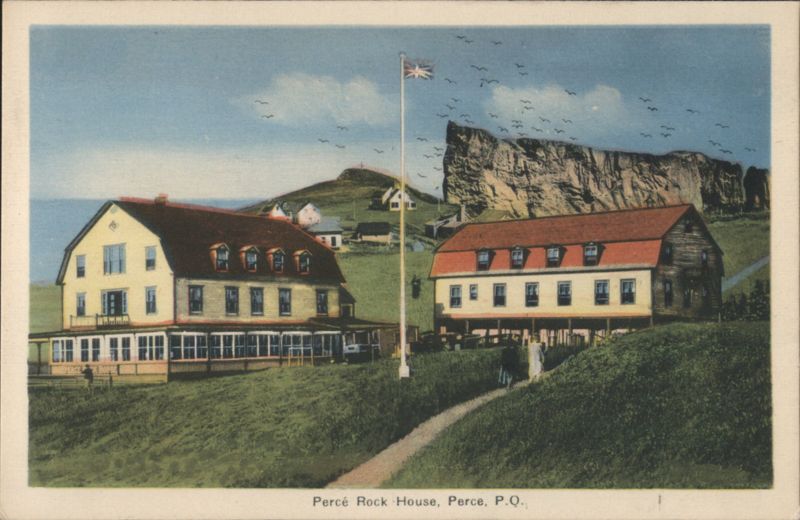 Percé Rock House and Percé Rock, Percé, QC Canada