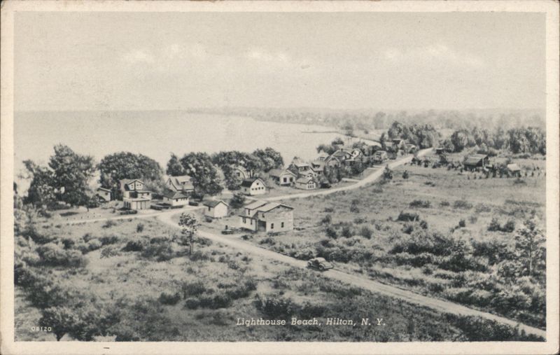 Lighthouse Beach, Hilton, NY - Aerial View with Houses New York