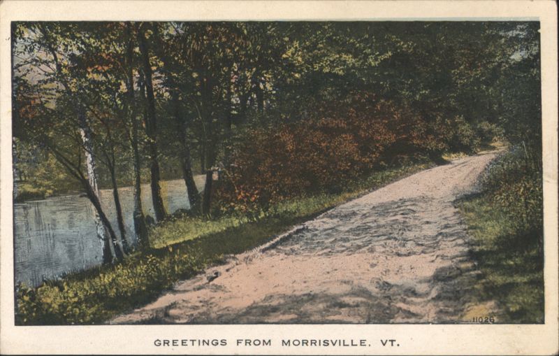 Dirt Road by Water with Trees, Morrisville, VT Vermont