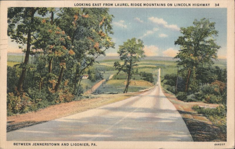 Looking East from Laurel Ridge Mountains on Lincoln Highway Jennerstown Pennsylvania