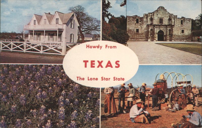 Howdy From Texas - Eisenhower Birthplace, The Alamo, Bluebonnets, Cowboys San Antonio