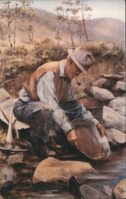 The Miner Panning for Gold, Calla L. Lukes Painting