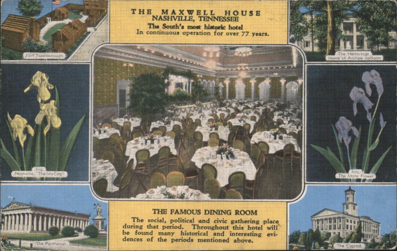 Maxwell House Hotel, Nashville, TN - Dining Room & Landmarks Tennessee