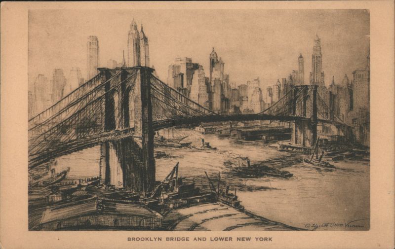 Brooklyn Bridge and Lower New York Elyot O'Hara Verner