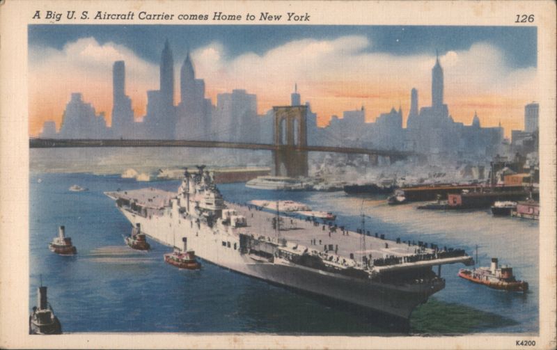 A Big U. S. Aircraft Carrier comes Home to New York