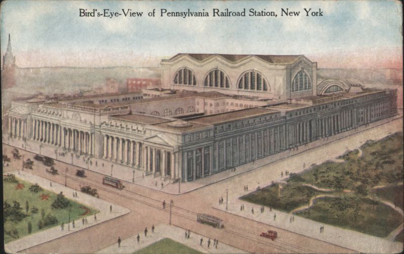 Bird's-Eye View of Pennsylvania Railroad Station New York
