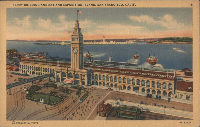 Ferry Building, Bay, and Exposition Island, San Francisco California