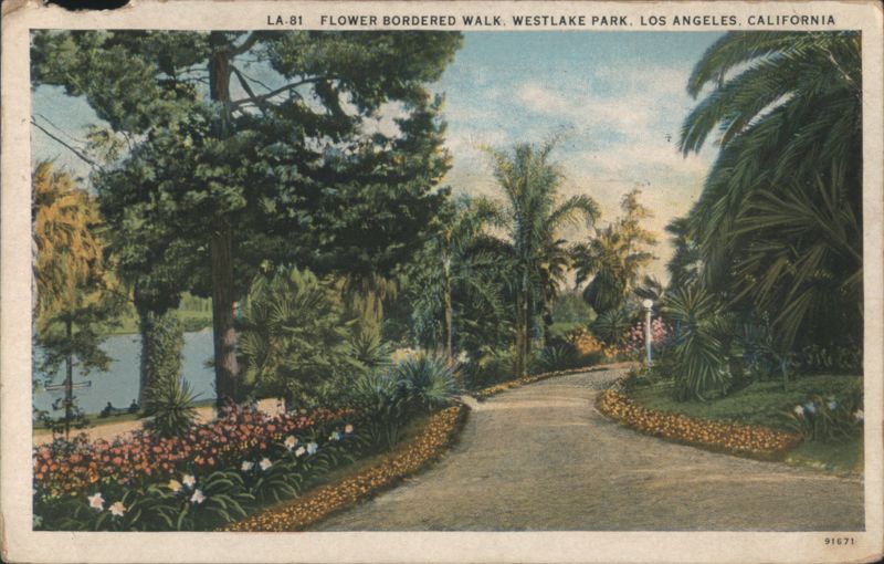 Flower Bordered Walk, Westlake Park Los Angeles California